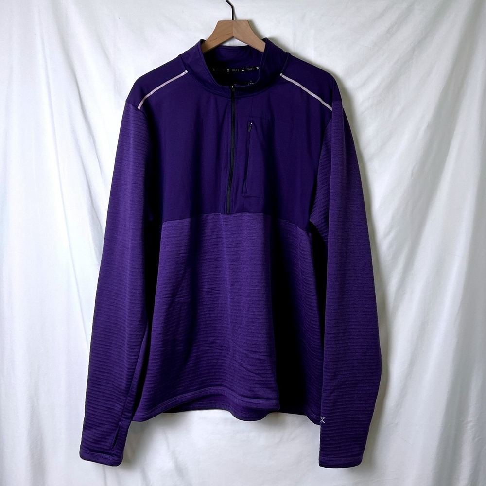 Xersion Mens Quarter Zip Pullover Purple Size XL Quick-Dri Running Athletic Top